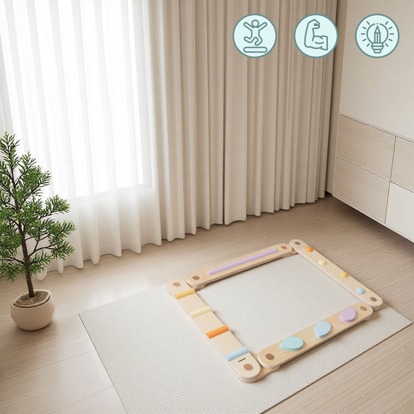 Nagy fából készült érzékszervi ösvény - egyensúlyi pálya - 9 elem