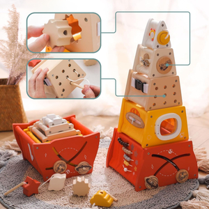 Montessori oktatási fa piramis - formaszortírozó, labirintus, számok