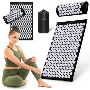 Akupresszúrás szőnyeg párnával és huzattal - 72 cm HyperMotion fekete-fehér