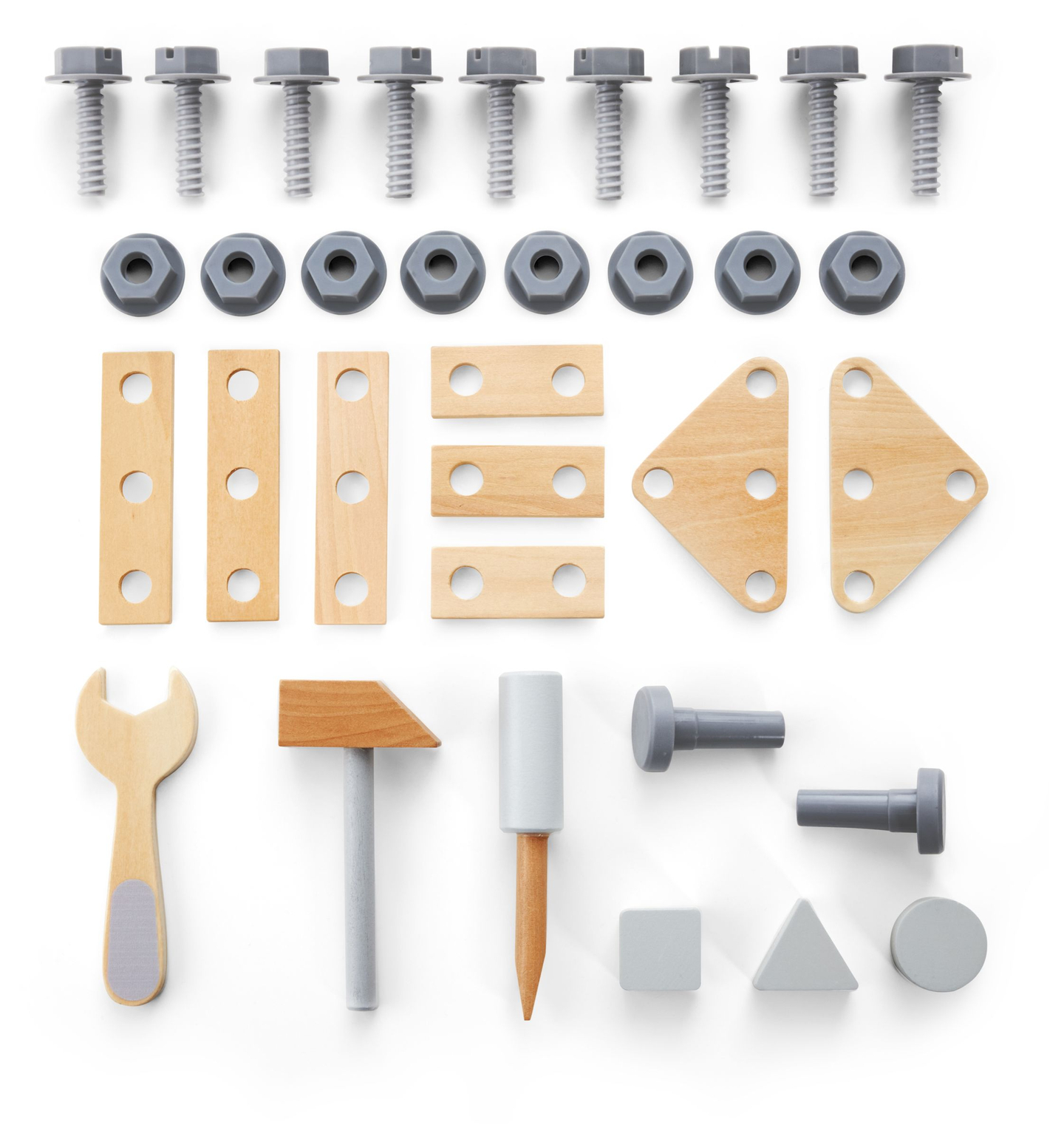 3 az 1-ben fa járókeret, tolókocsi + műhely - 47 elem