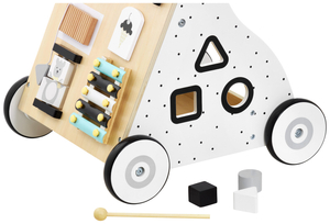 Fából készült, oktató babakocsi / babakocsi - manipulatív tábla