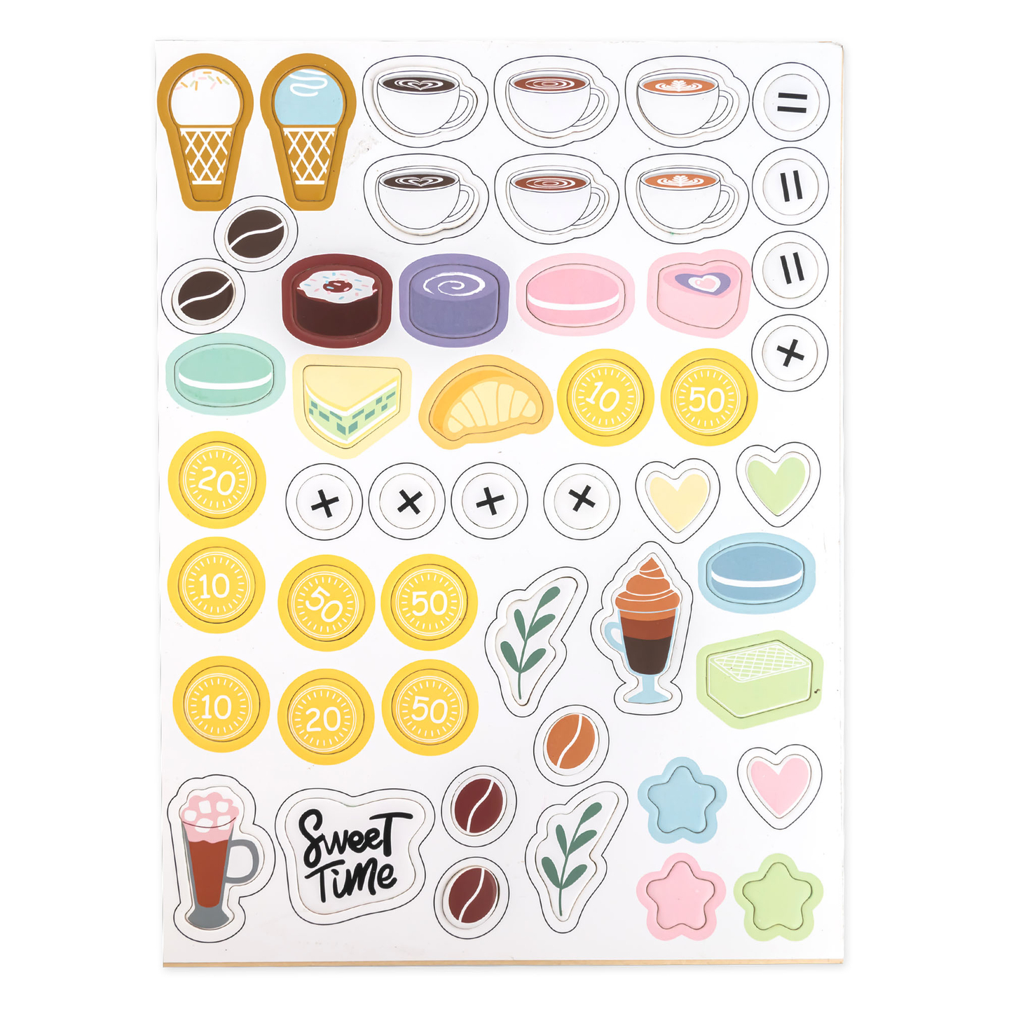 Nagyméretű, fából készült fagylaltozó mágneses táblával, kávéfőzővel, fagylalt- és desszertkészlettel - több mint 70 darab!