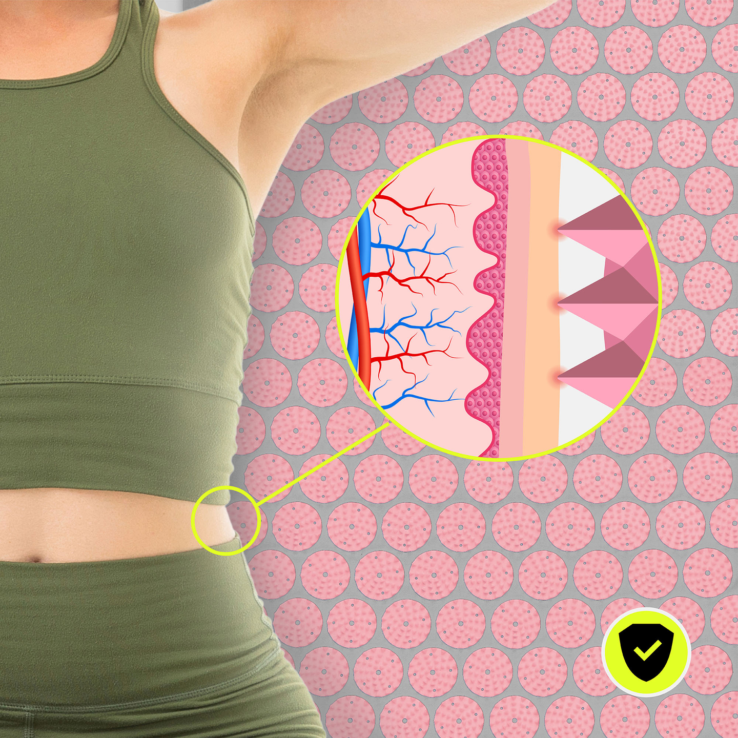 Öko vászon akupresszúrás szőnyeg kókuszrosttal és hajdinapárnával – 68 cm HyperMotion szürke és rózsaszín