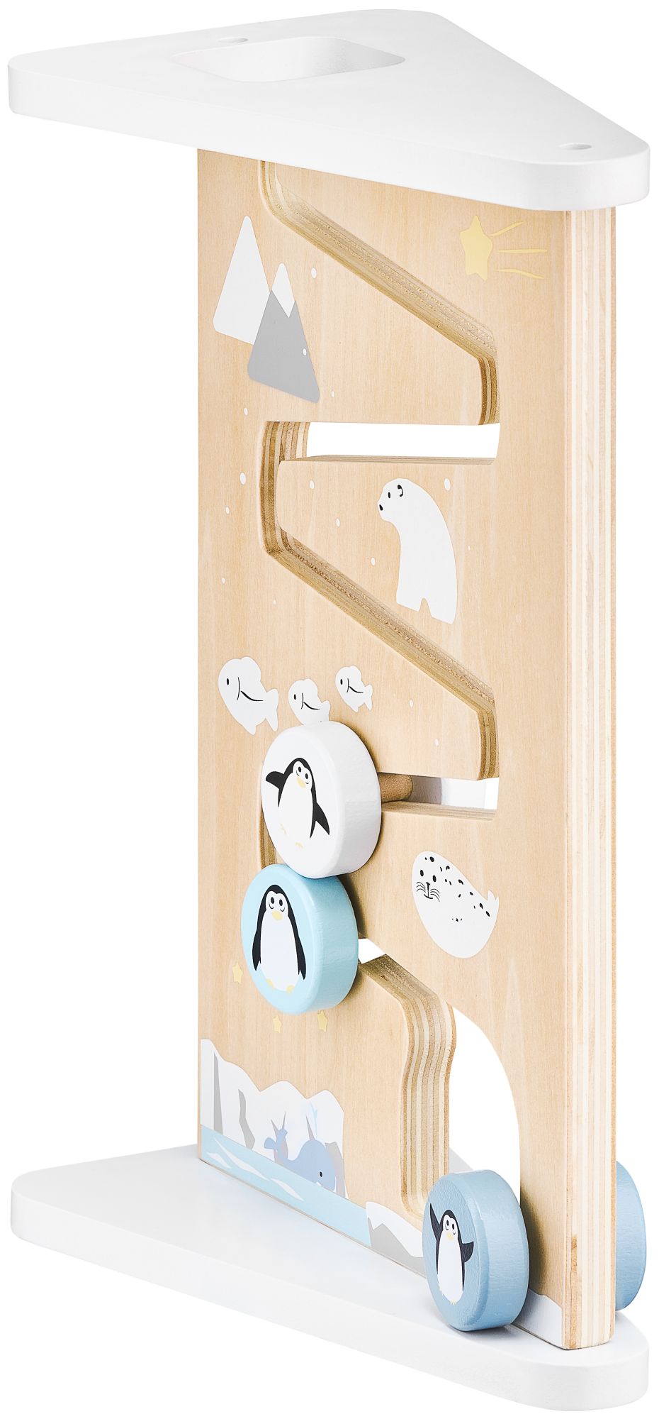 Fából készült kétoldalas érzékszervi manipulációs tábla