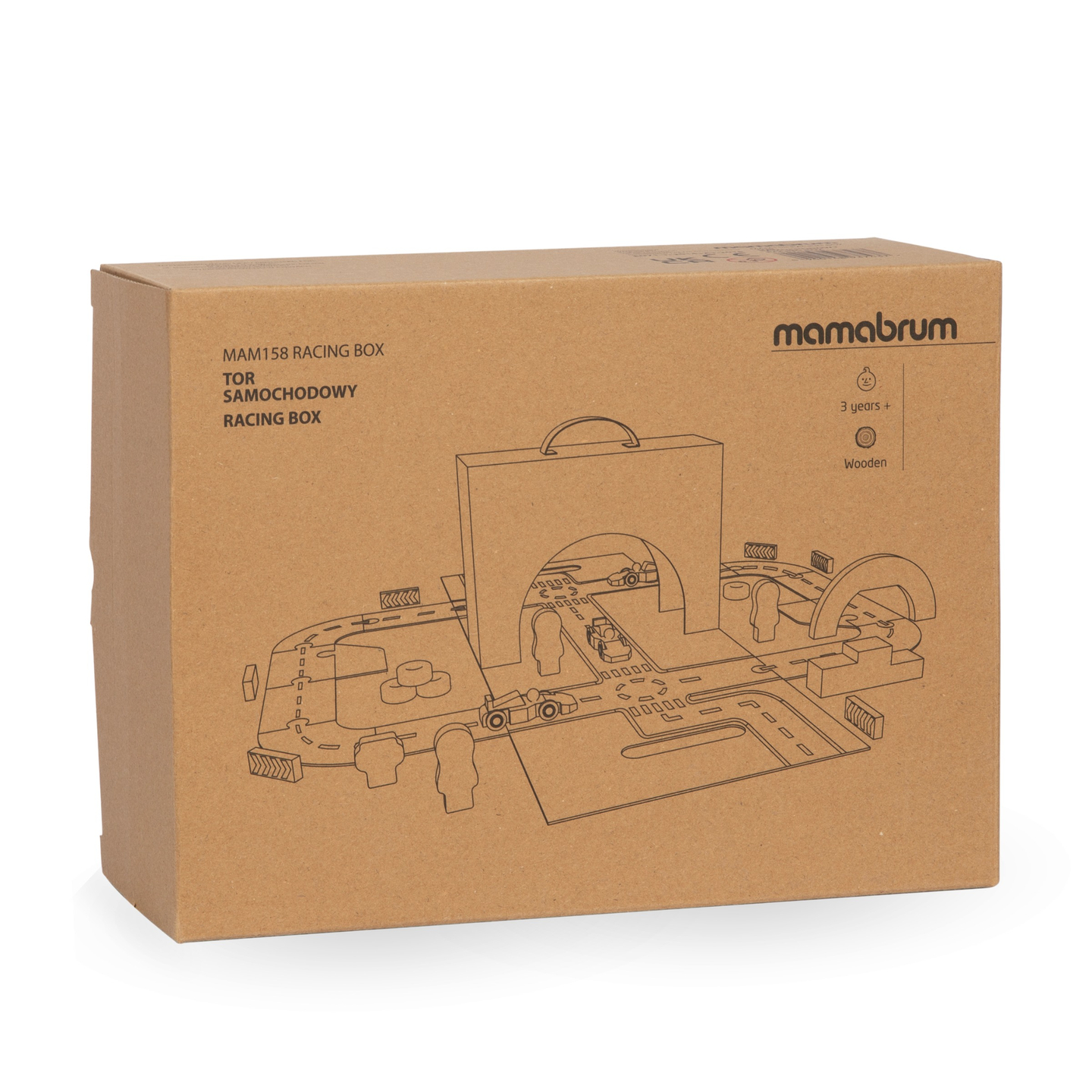 Mágneses bőrönd versenypályával, fából készült járművekkel és úti kiegészítőkkel