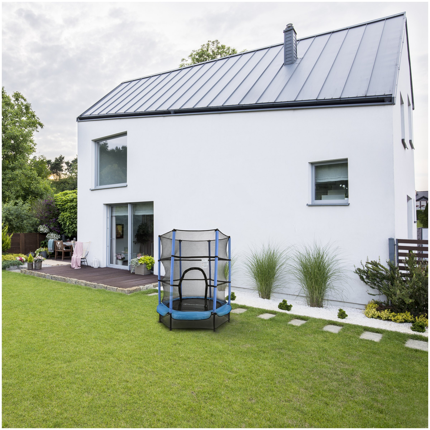 Otthoni trambulin 140cm biztonsági hálóval - 3-6 éves gyerekeknek