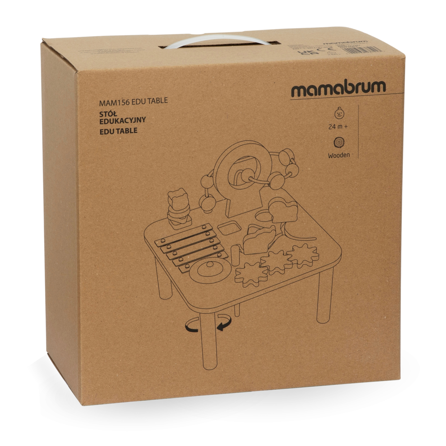 Fából készült oktatási 7 az 1-ben zenei asztal cintányérokkal és gonggal - vad dzsungel