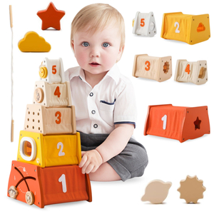 Montessori oktatási fa piramis - formaszortírozó, labirintus, számok