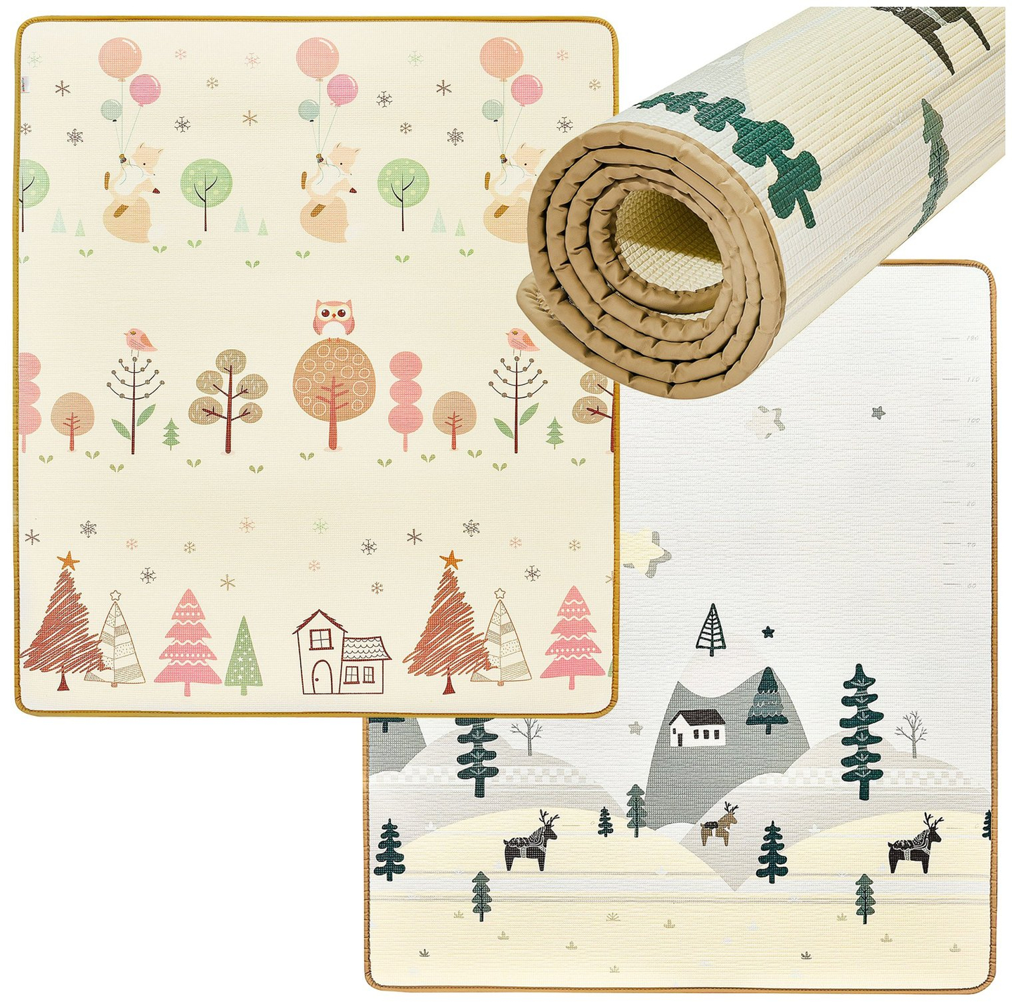 Kétoldalas habszőnyeg XXL - tekercs 1 CM (erdő és hegyek)