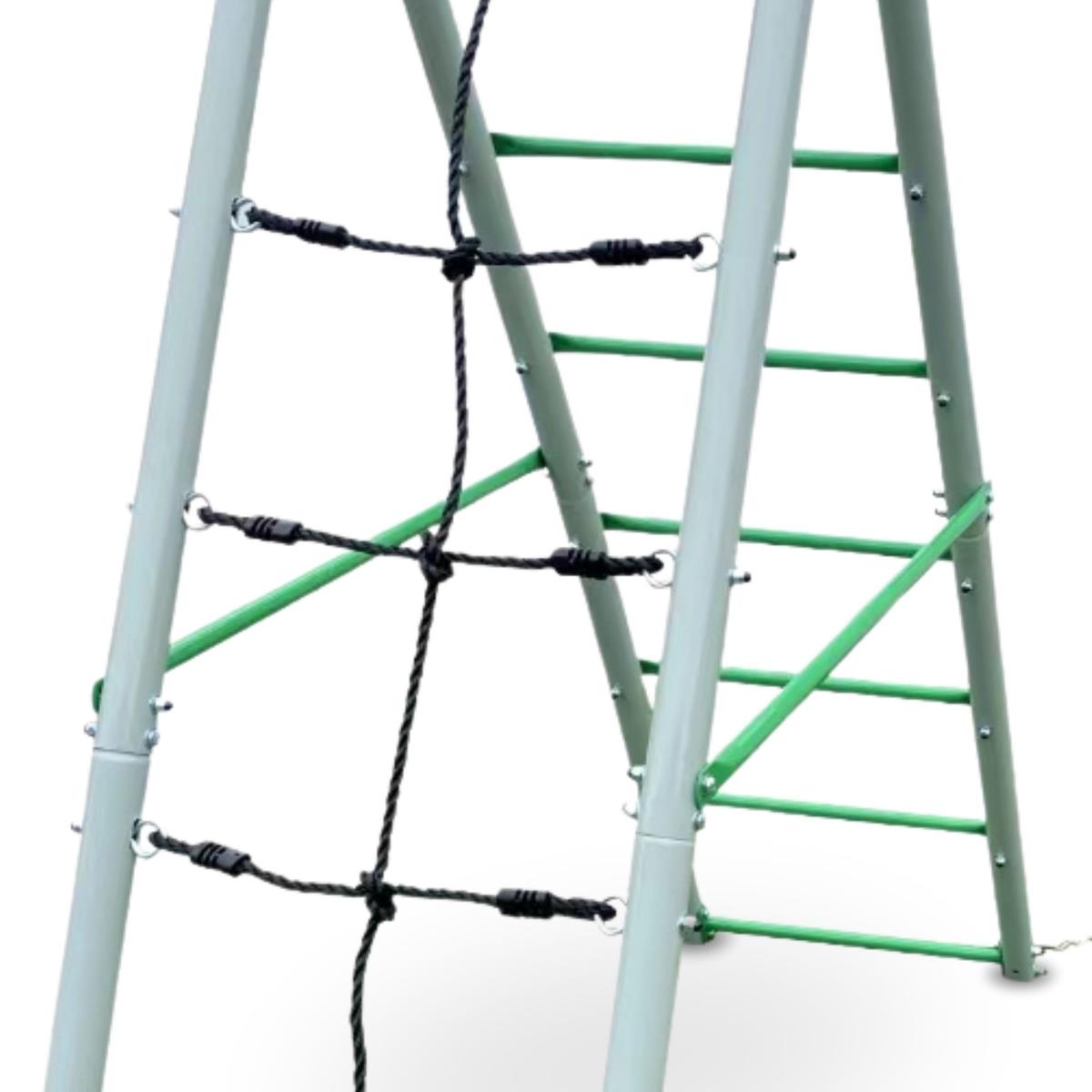 XL-es kerti játszótér gyerekeknek gólyafészek hintával, létrával és mászóhálóval