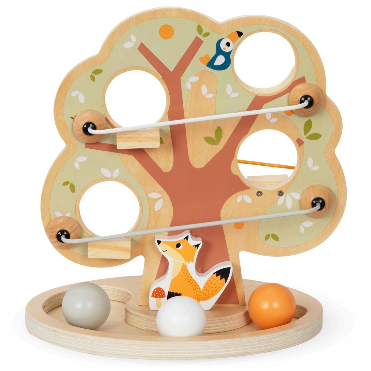 Fából készült golyós csúszdapálya - Zöld fa