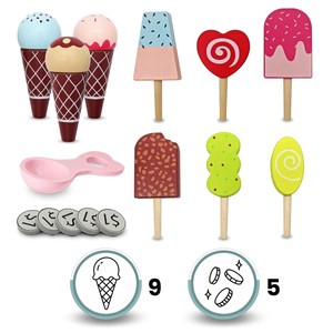 Fából készült fagylaltozó gyerekeknek - kerekes kocsi tartozékokkal