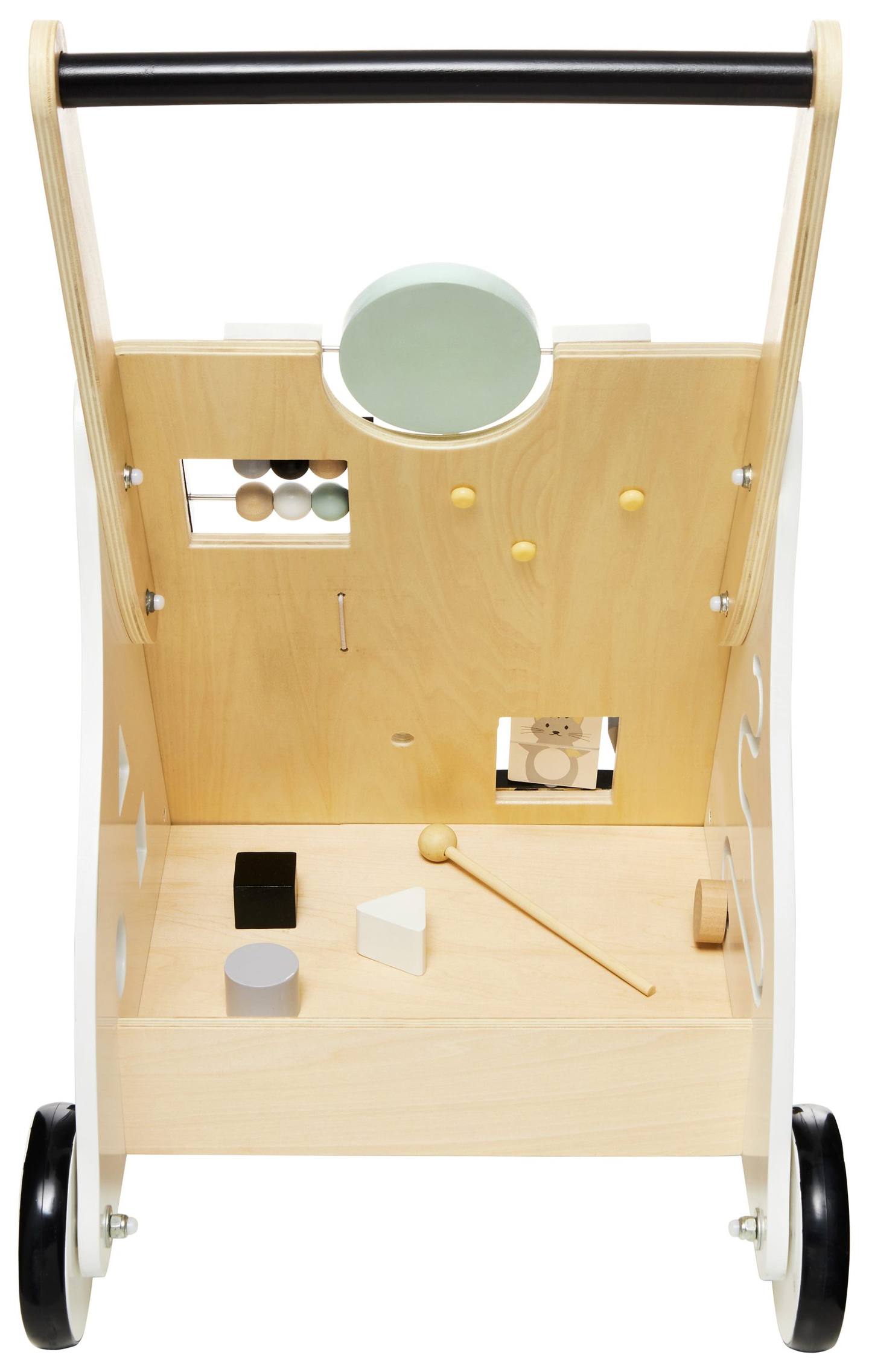 Fából készült, oktató babakocsi / babakocsi - manipulatív tábla