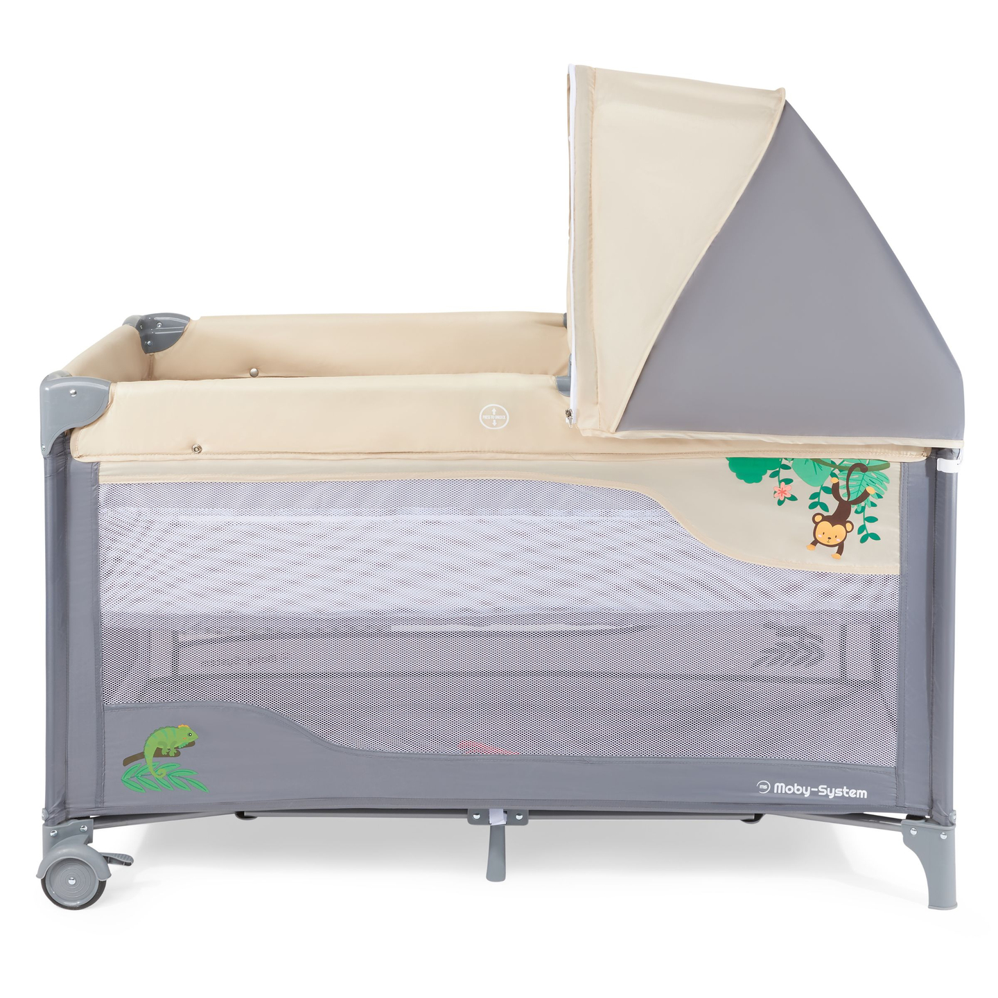 Utazóágy 0 - 36 m pelenkázóasztallal + Moby-System HUXLEY járóka