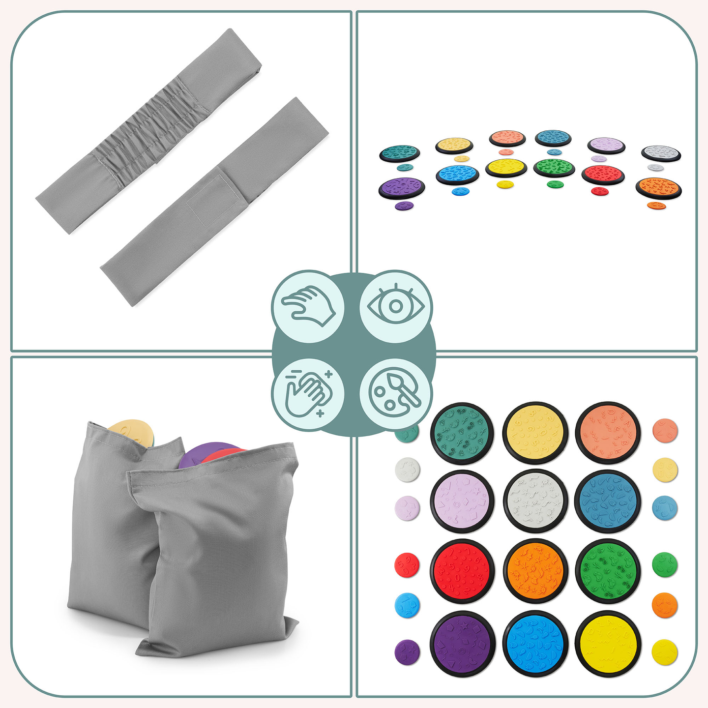 Színes szenzoros korongok gyerekeknek - 24 db