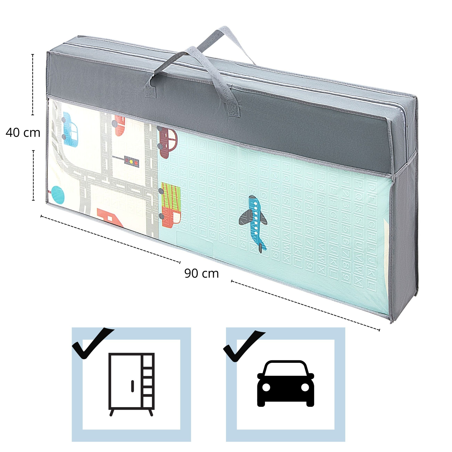 Kétoldalas habszőnyeg XXL - összecsukható 1 CM (hegyek és utak)
