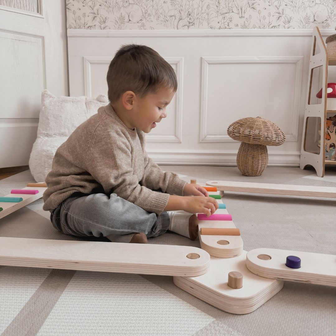 Fából készült egyensúlyi pálya - érzékszervi pálya - 14 elem