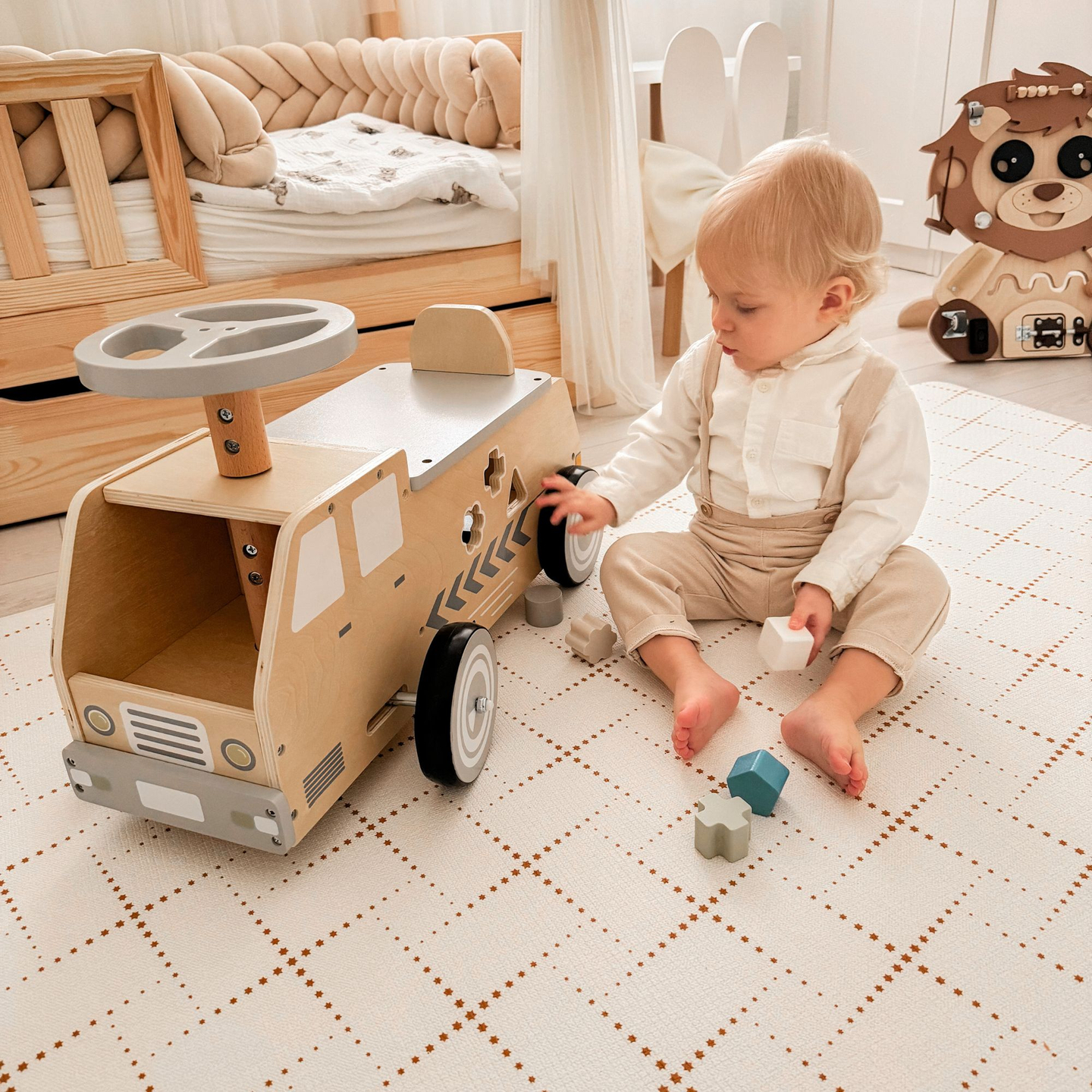 Fa kerékpár, autó, autó blokkokkal