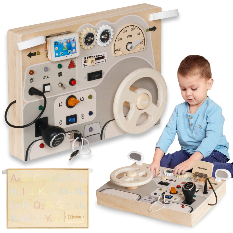 Montessori fa játéktábla kisgyermekeknek - autó műszerfal