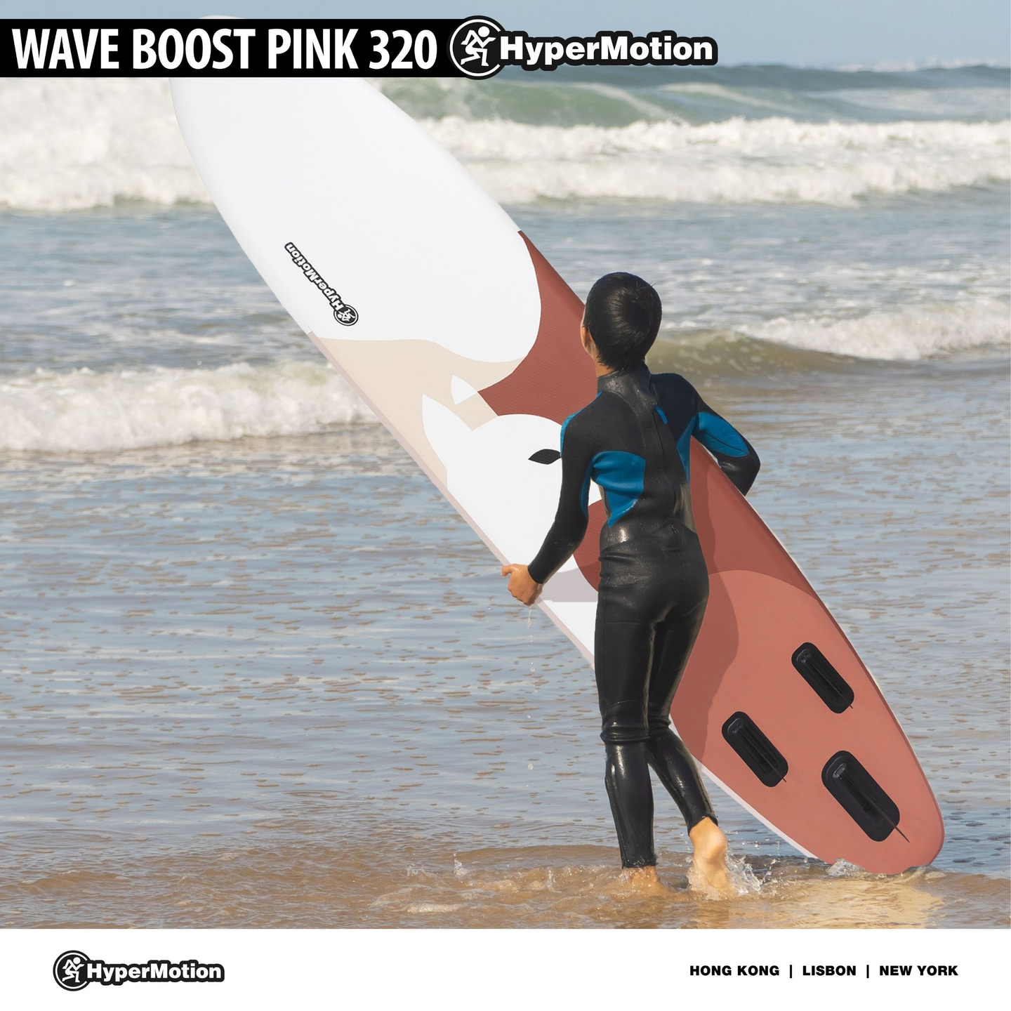 Felfújható SUP Stand Up Paddle deszka 320 cm lapáttal és üléssel - HyperMotion WAVE BOOST PINK 320