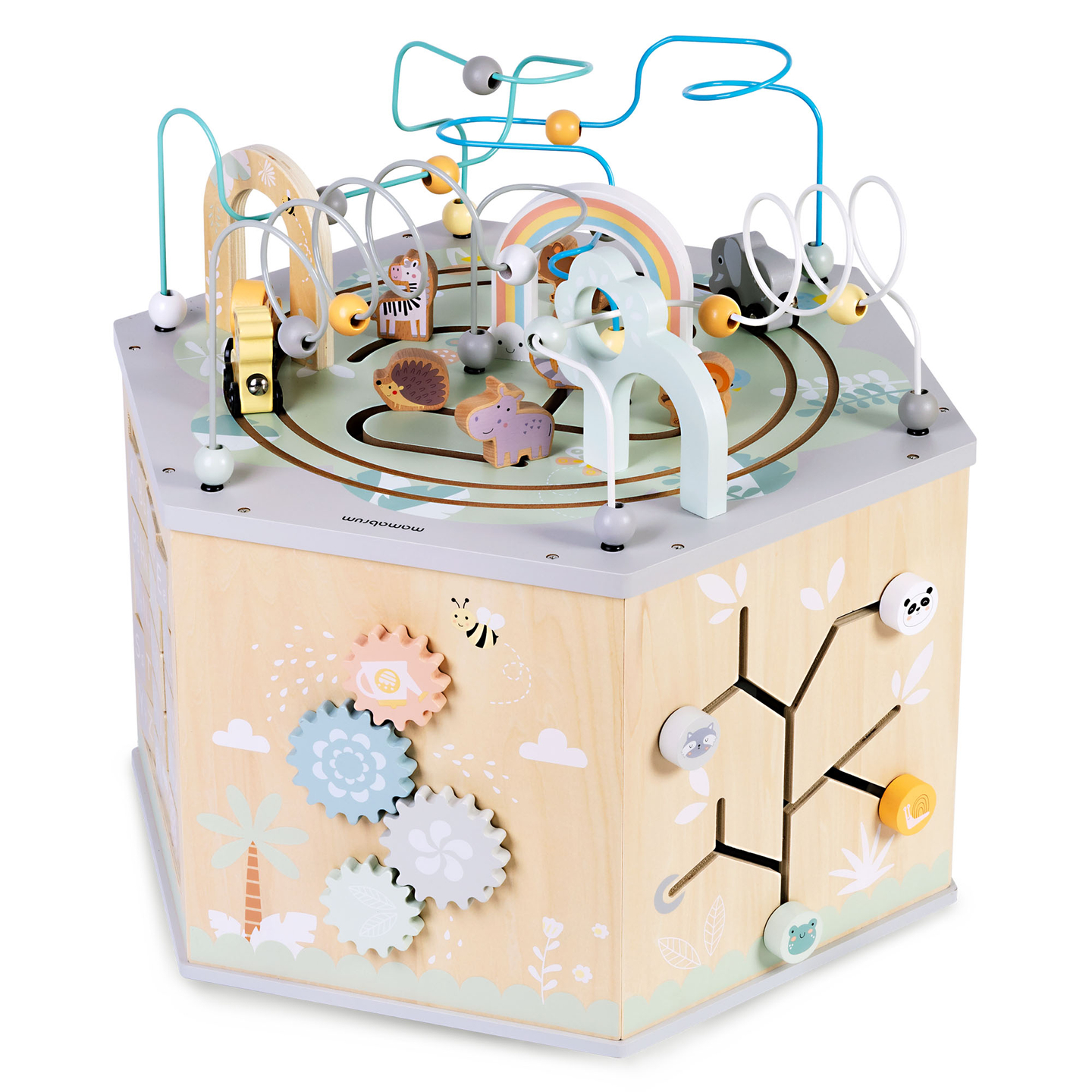 Nagy fa oktatókocka - Montessori játék mágneses vonattal és motoros hurkokkal