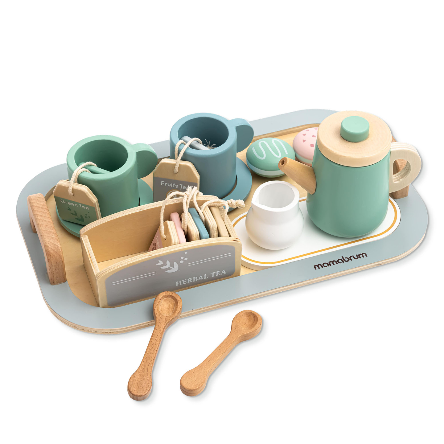Nagy fa teáskészlet tálcával - 18 db
