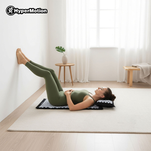 Öko vászon akupresszúrás szőnyeg kókuszrosttal és hajdinapárnával – 68 cm HyperMotion fekete-fehér