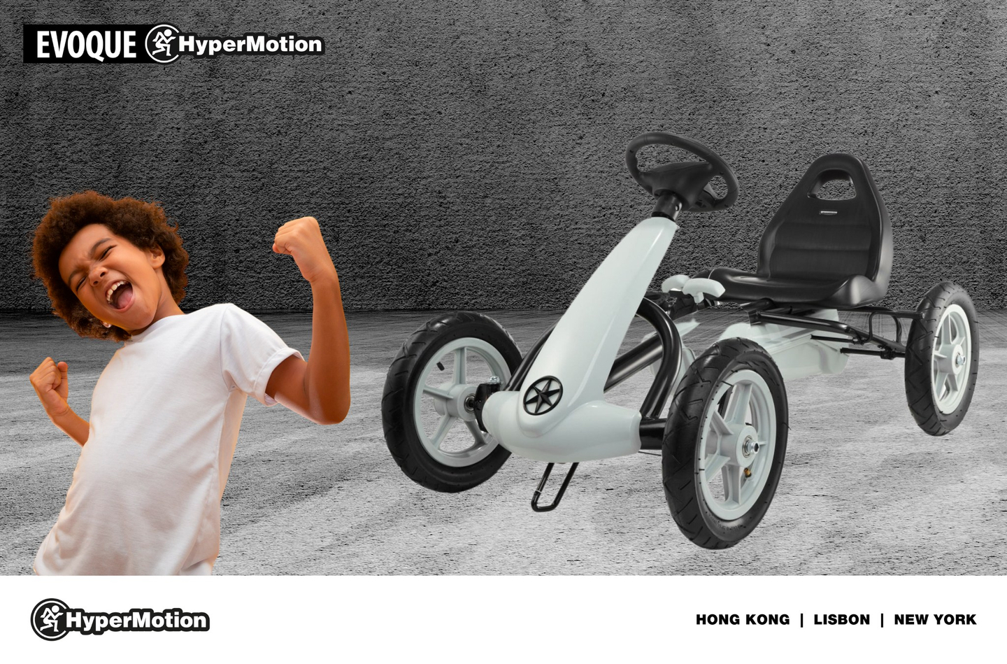 EVOQUE pedálos gokart 5-8 éves gyerekeknek - szürke