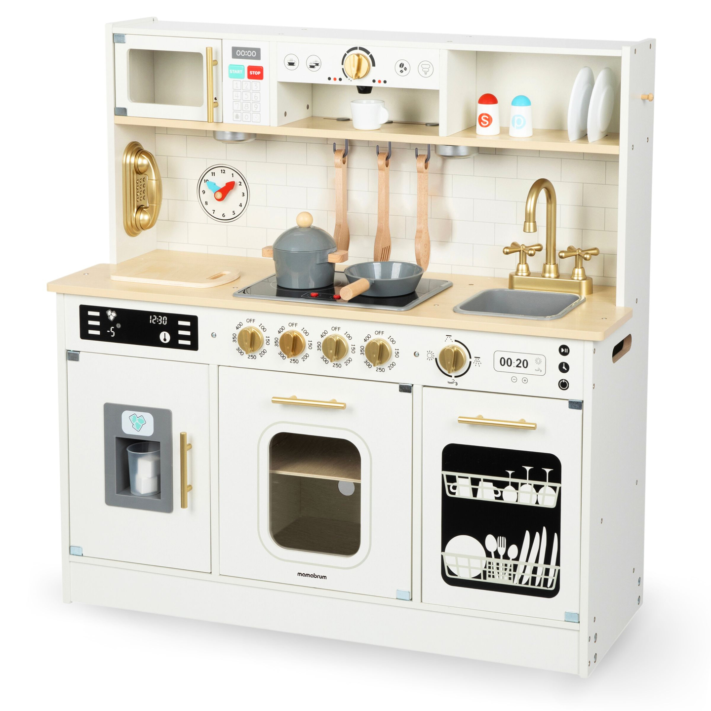 Interaktív XXL fa konyha kiegészítőkkel és LED világítással - kétszintes