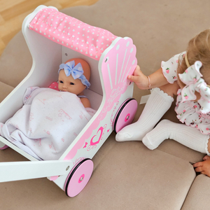 Fa játék babakocsi