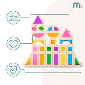 Szivárványos fadarabok - 25 elem