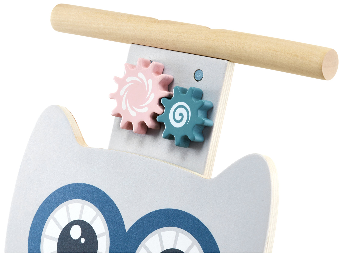 Fából készült multifunkciós járókeret - tolókocsi - babakocsi blokkokkal - Bagoly