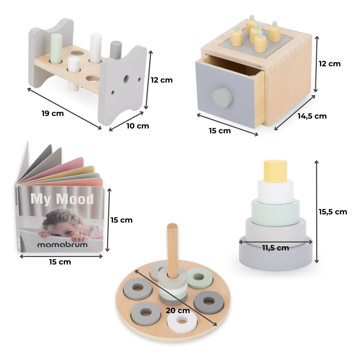 Montessori oktatási doboz kisgyermekeknek - 6 játék