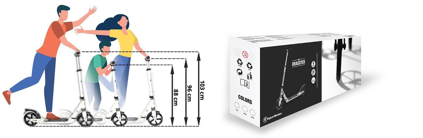 Városi roller HyperMotion DRAGSTER Fekete