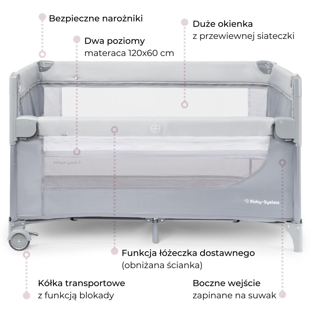 Szorosan 3 az 1-ben hordozható kiságy pelenkázóasztallal, matraccal és hordtáskával