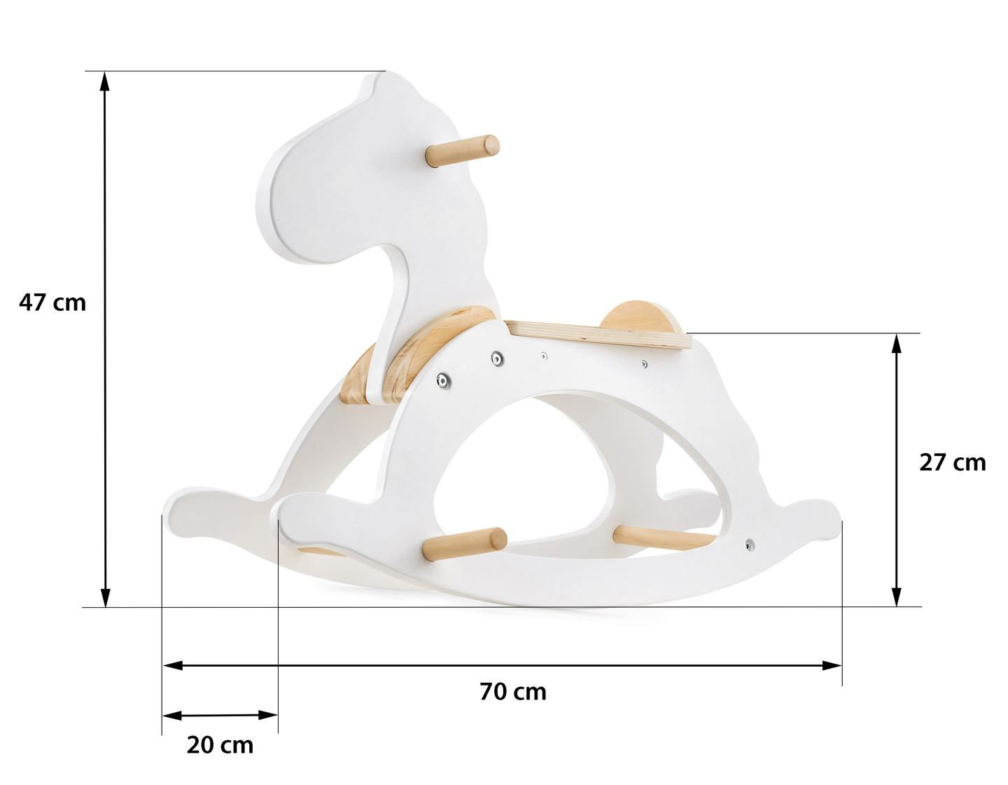Fából készült hintaló - fehér - 12 hónapos kortól.