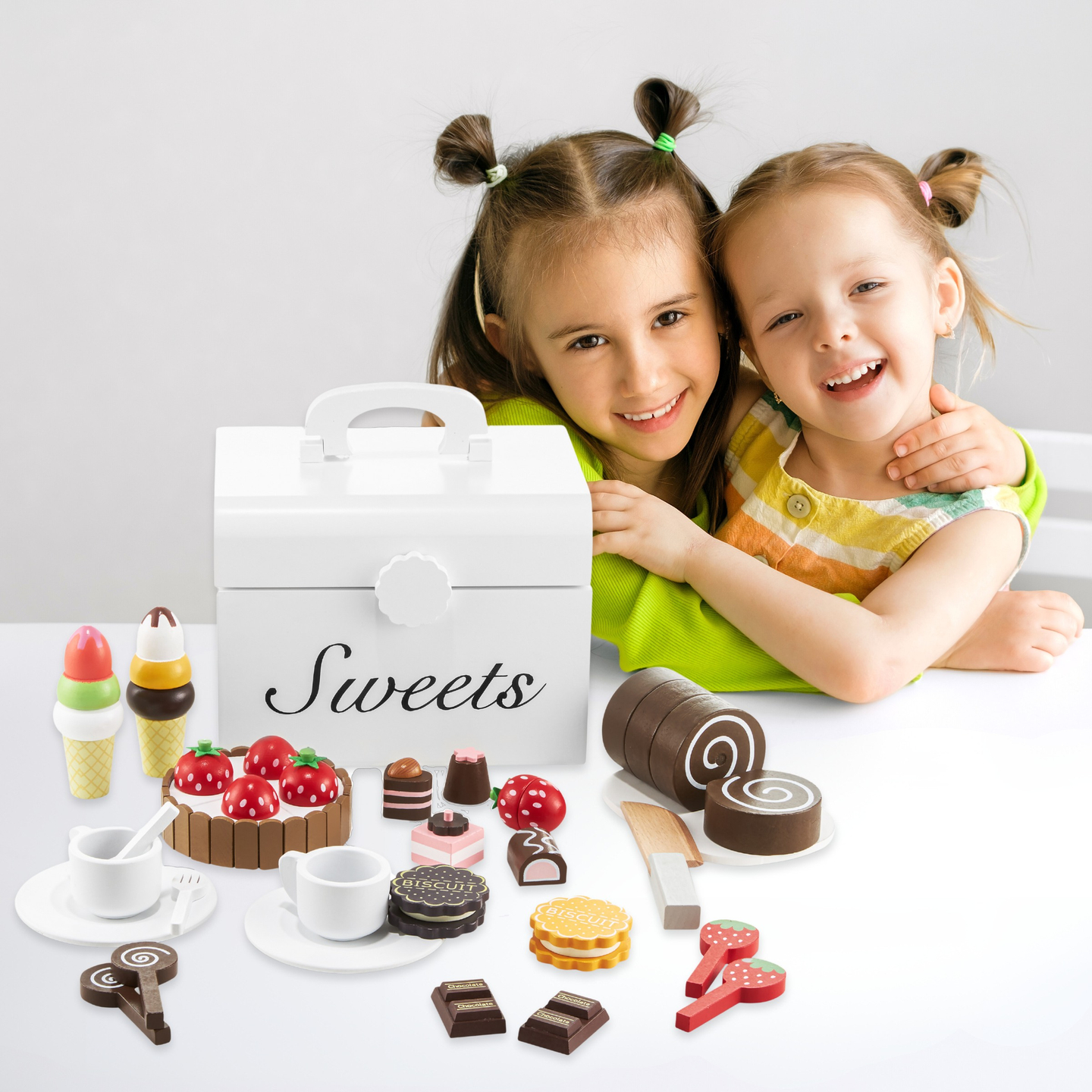 Fából készült cukorkadoboz, édességbolt