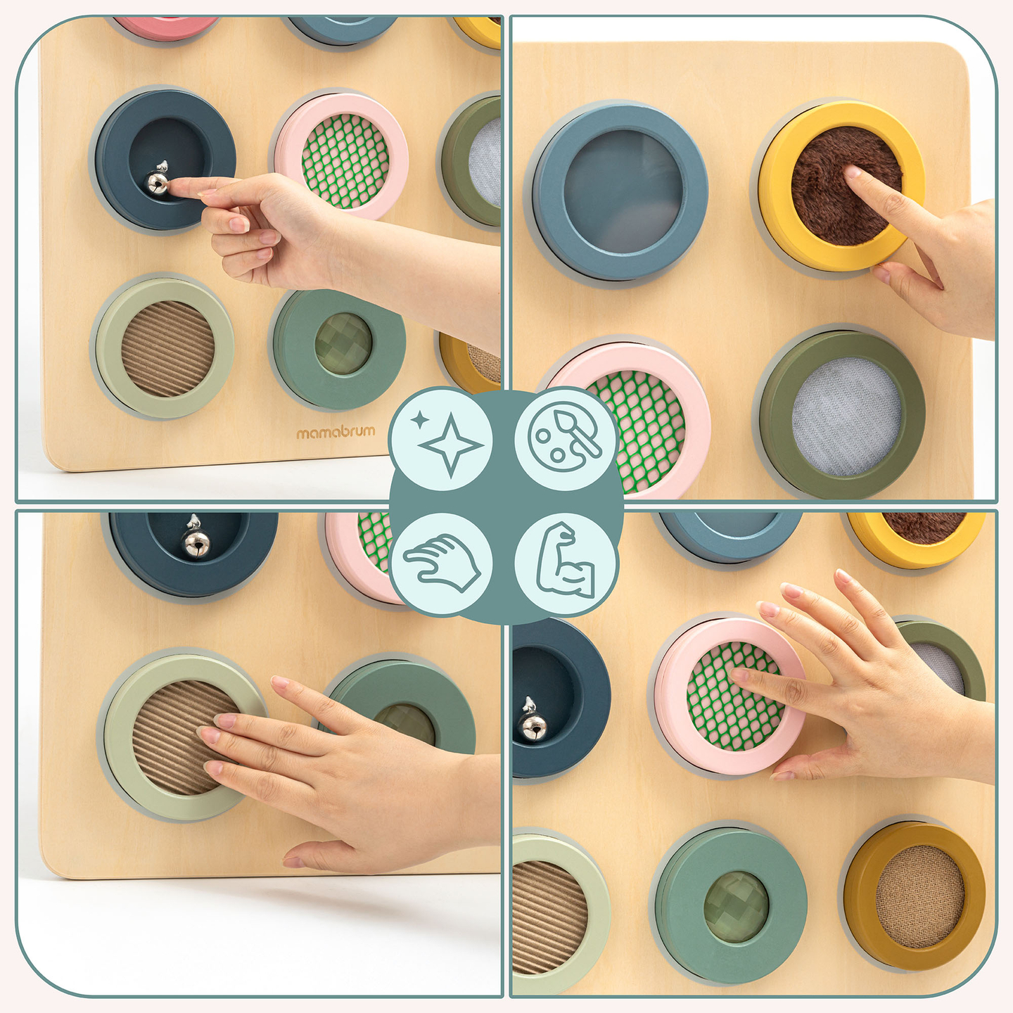 Montessori fa érzékszervi tábla – 9 textúra a tapintásérzék felfedezéséhez és fejlesztéséhez