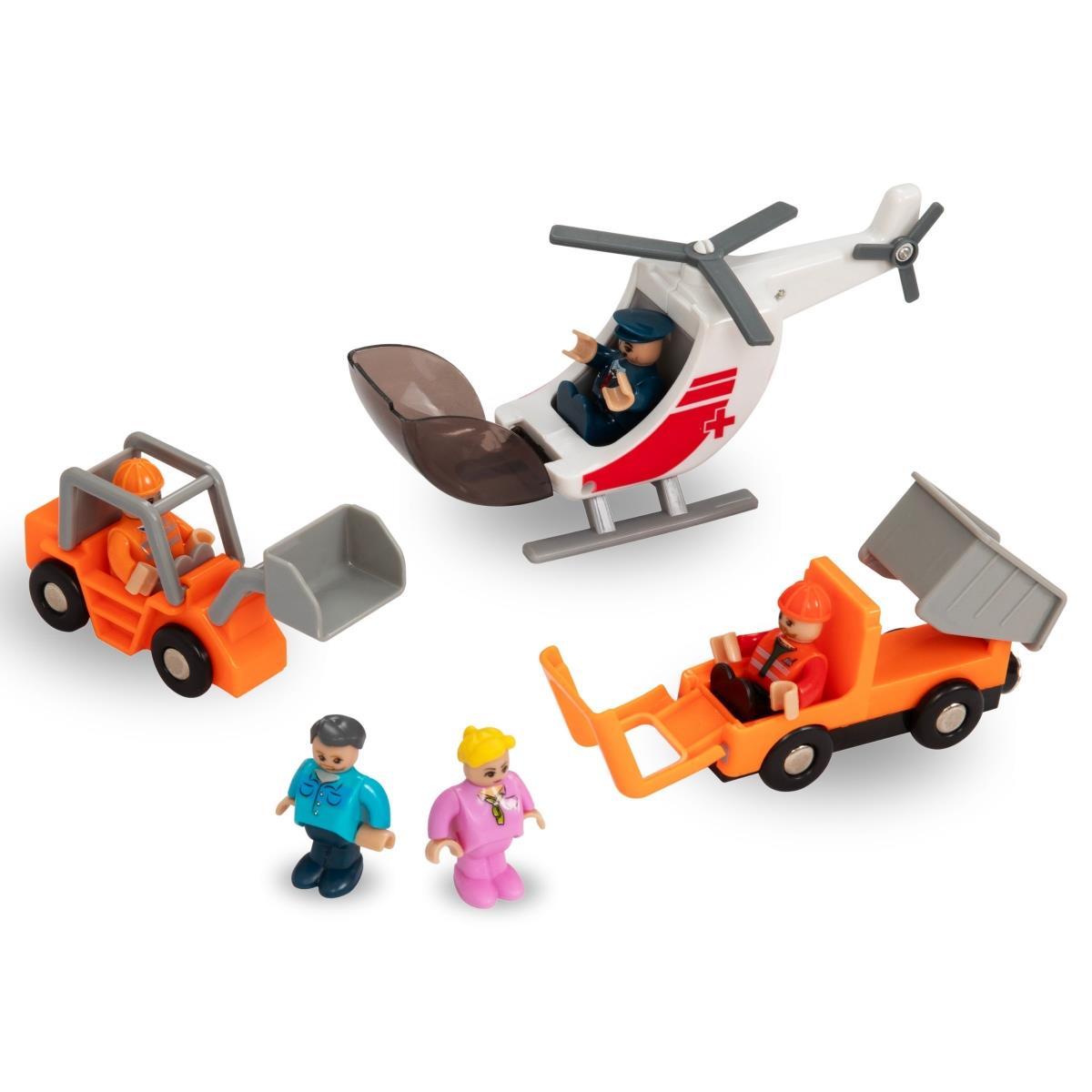 Favasút, akkumulátoros vonat - Város: sínek, autók, híd, repülőtér