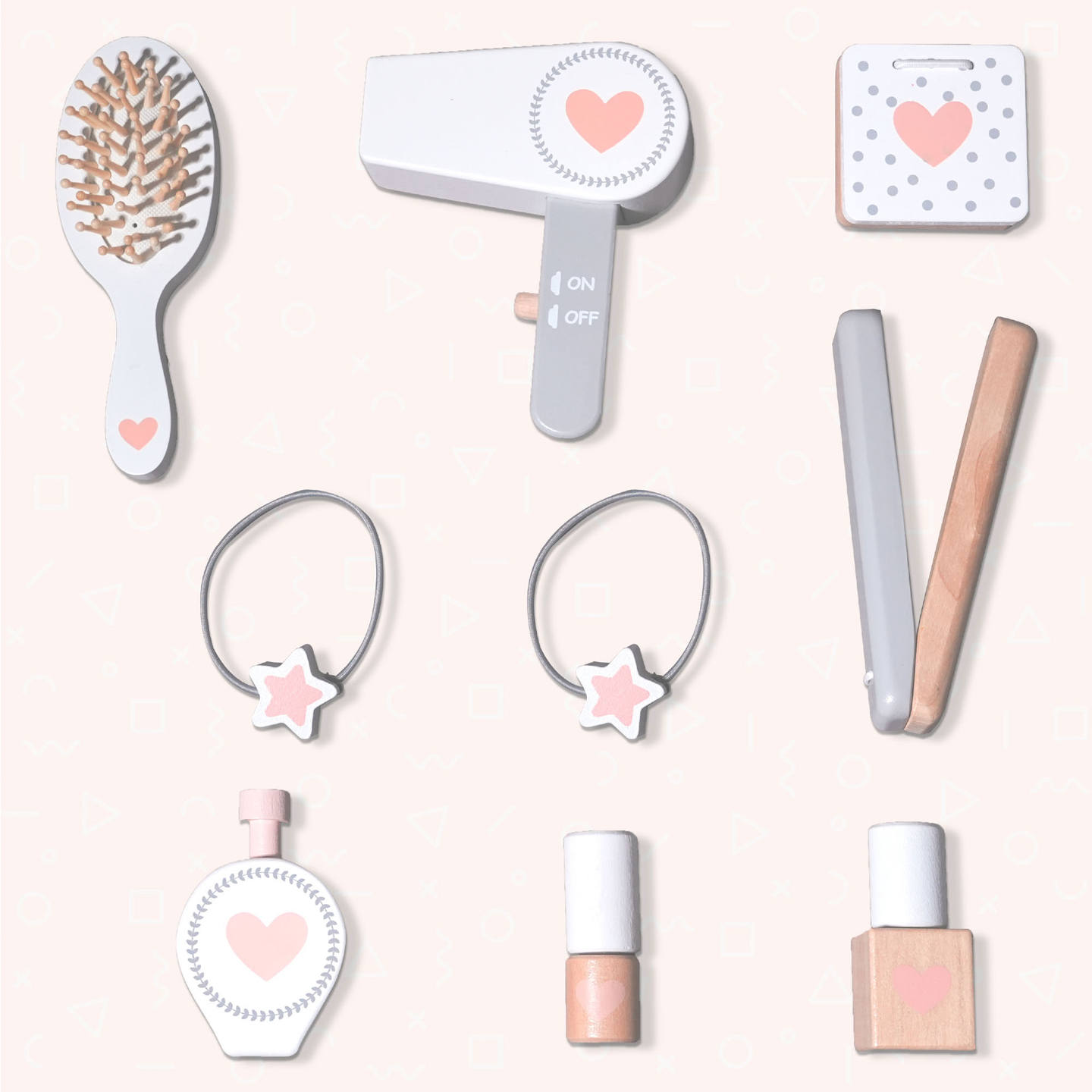 Fából készült gyermek öltözőasztal székkel, kiegészítőkkel és LED világítással