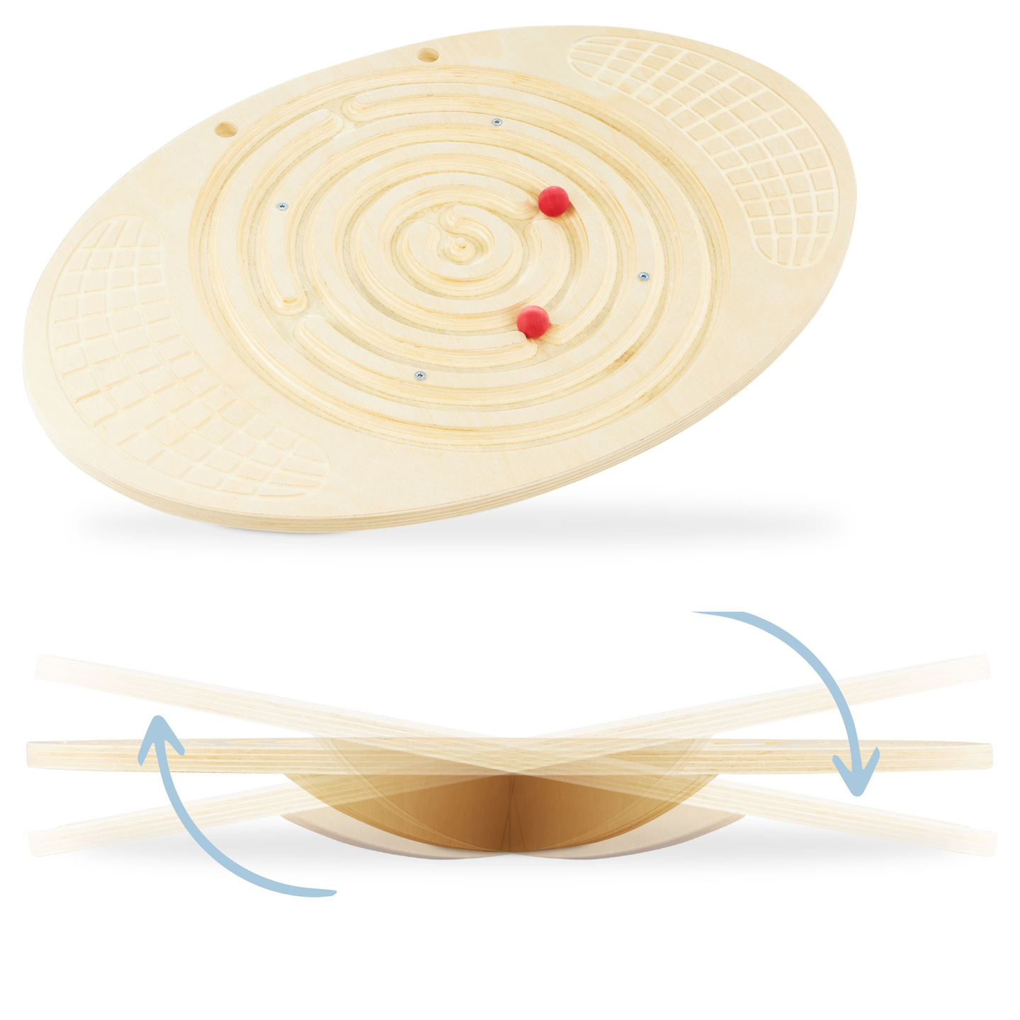 Fából készült egyensúlytábla labirintussal és labdákkal - egyensúlyozó hintaló