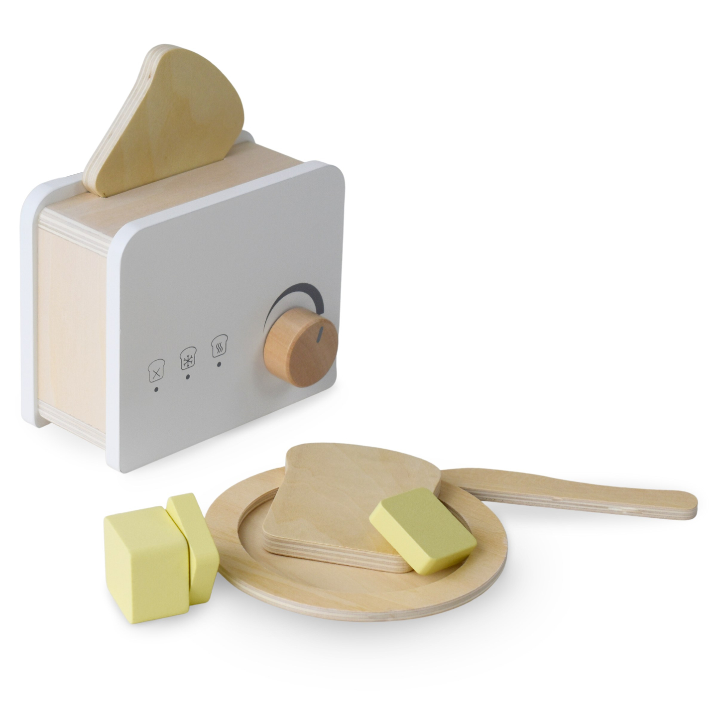 Fából készült kenyérpirító tartozékokkal