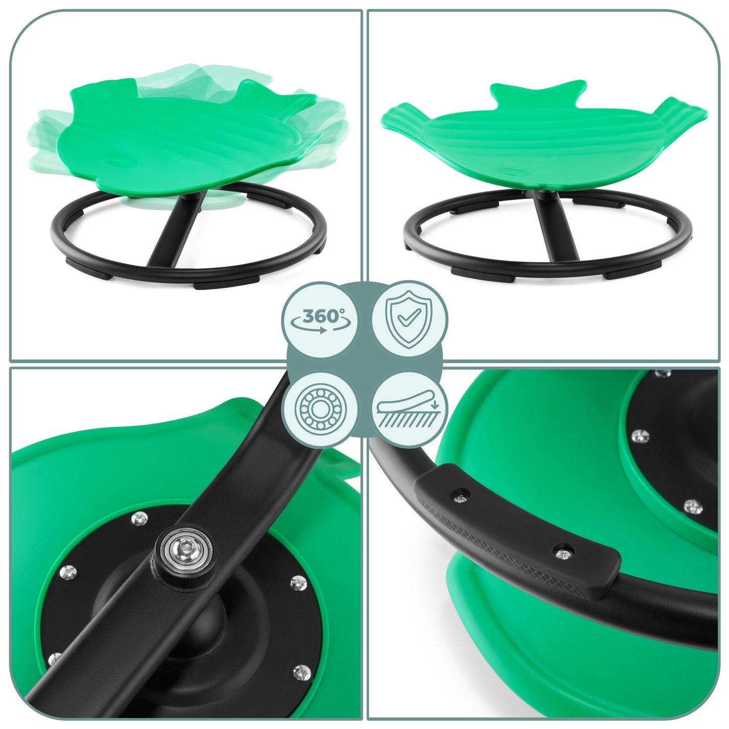 Mini gyermek körhinta Hal - zöld színű