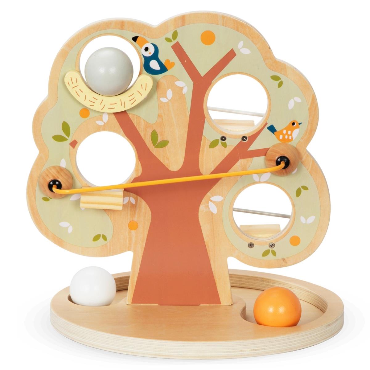 Fából készült golyós csúszdapálya - Zöld fa