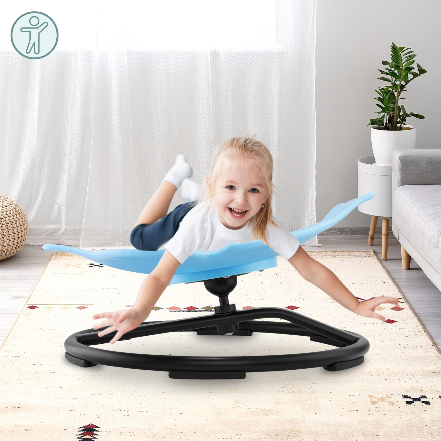 Mini körhinta gyerekeknek Hal - kék