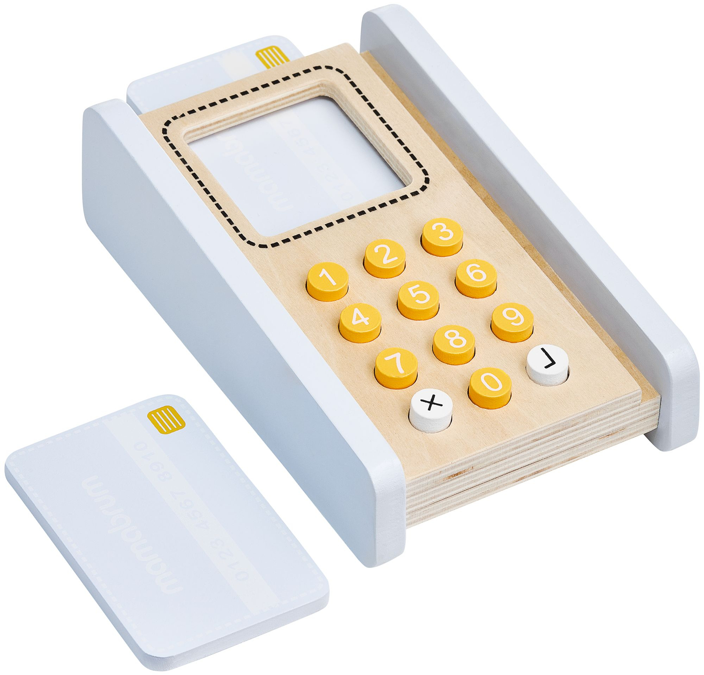 Zöldségbolt - fából készült bódé ládákkal, pénztárgéppel és terminállal