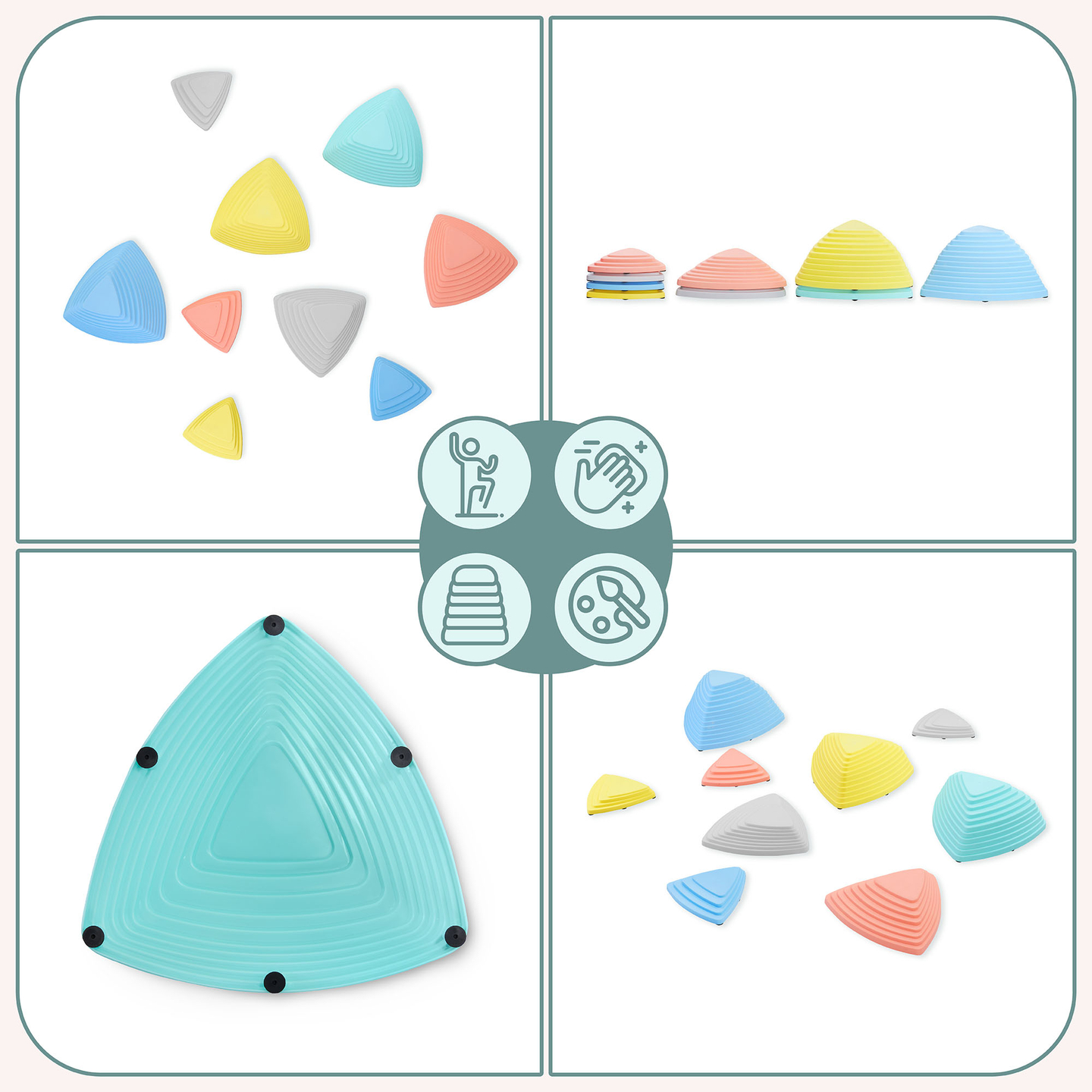 Színes egyensúlyozó kövek - 9 db