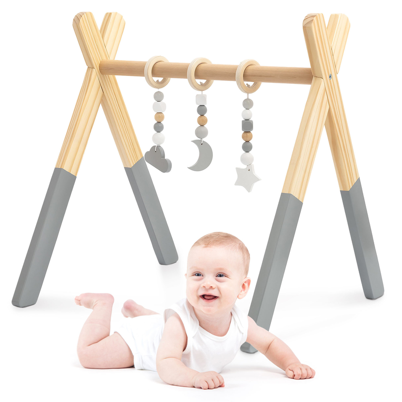 Baby Gym fa oktatóállvány - szürke színben