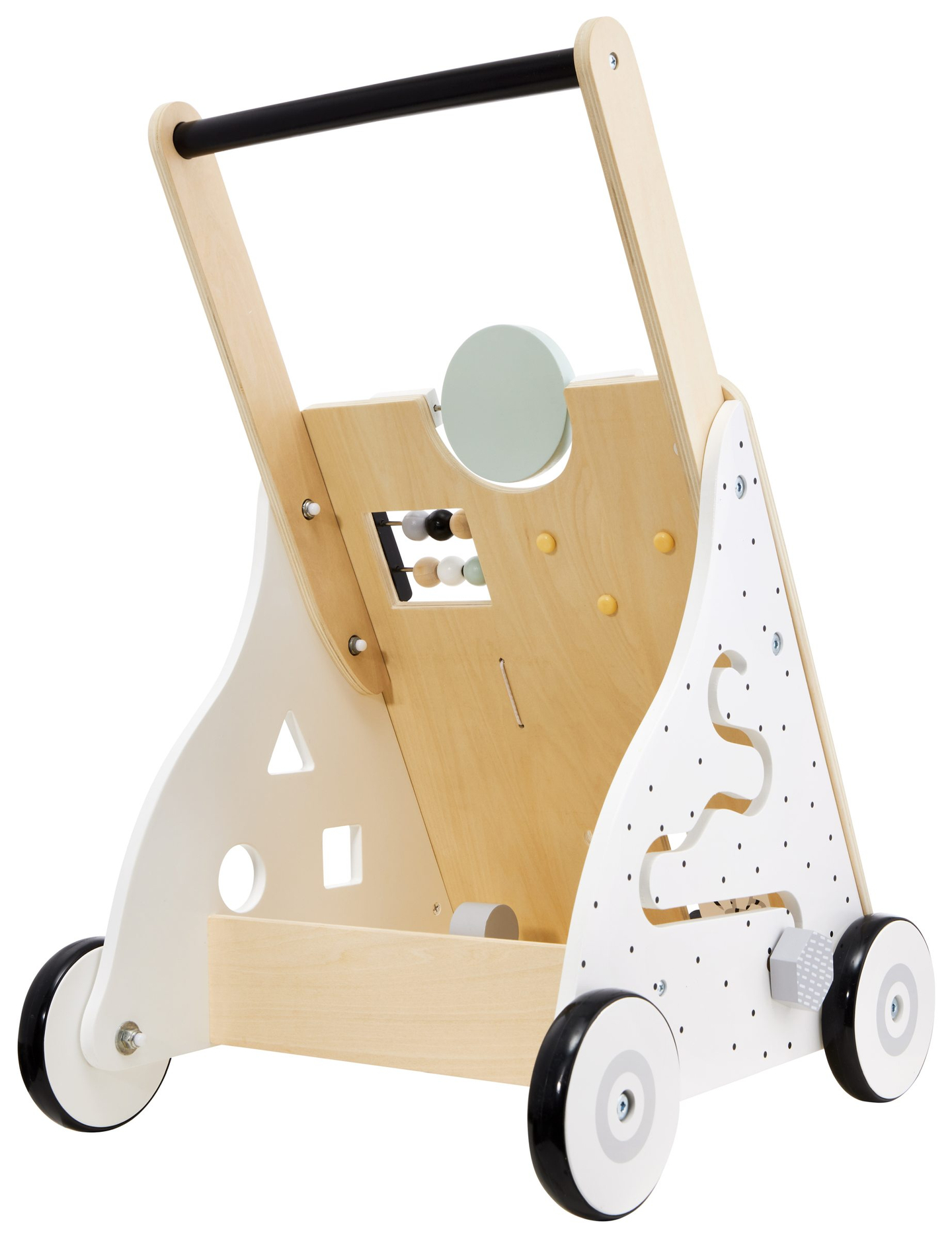 Fából készült, oktató babakocsi / babakocsi - manipulatív tábla