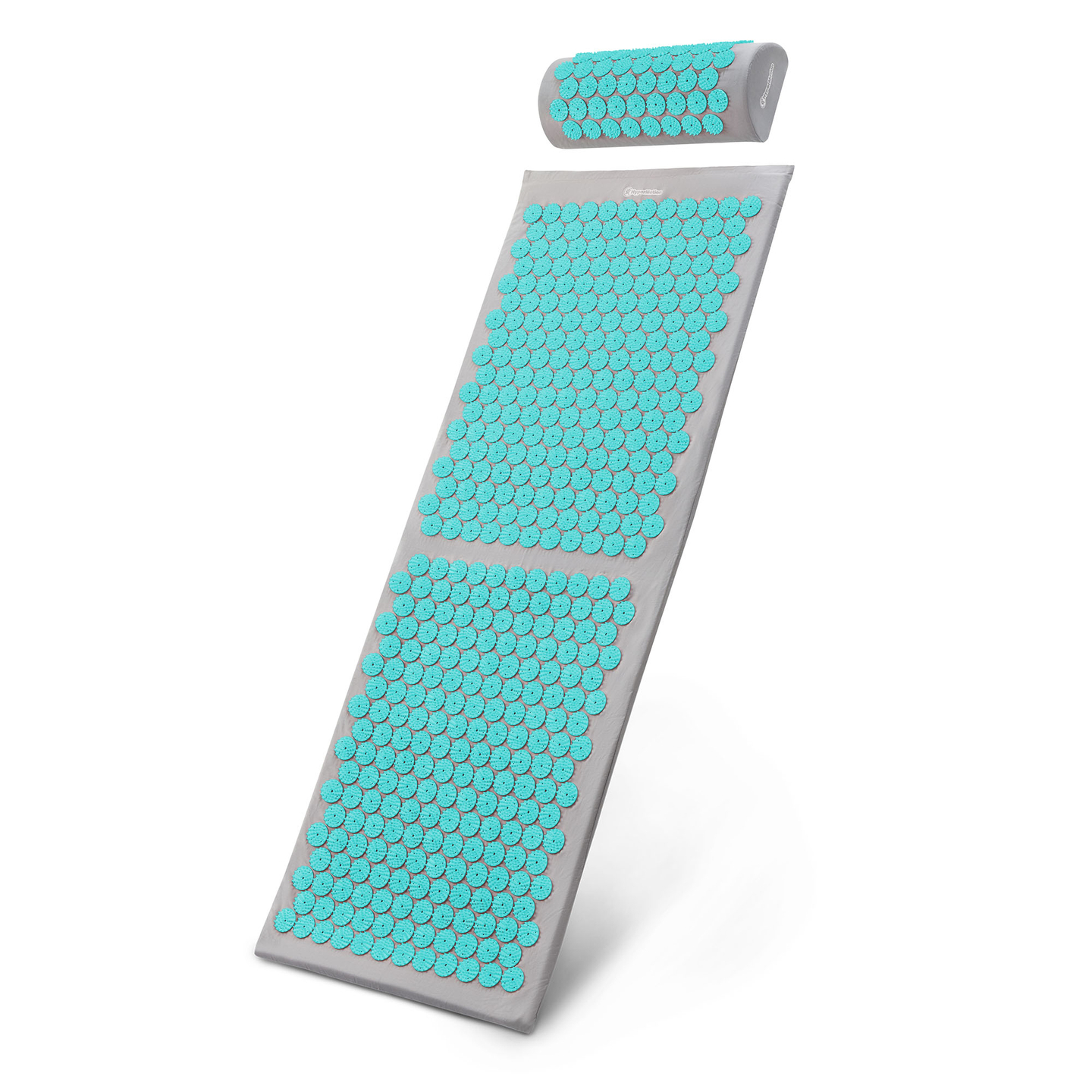 Nagy akupresszúrás szőnyeg párnával és huzattal - 130 cm HyperMotion szürke-menta